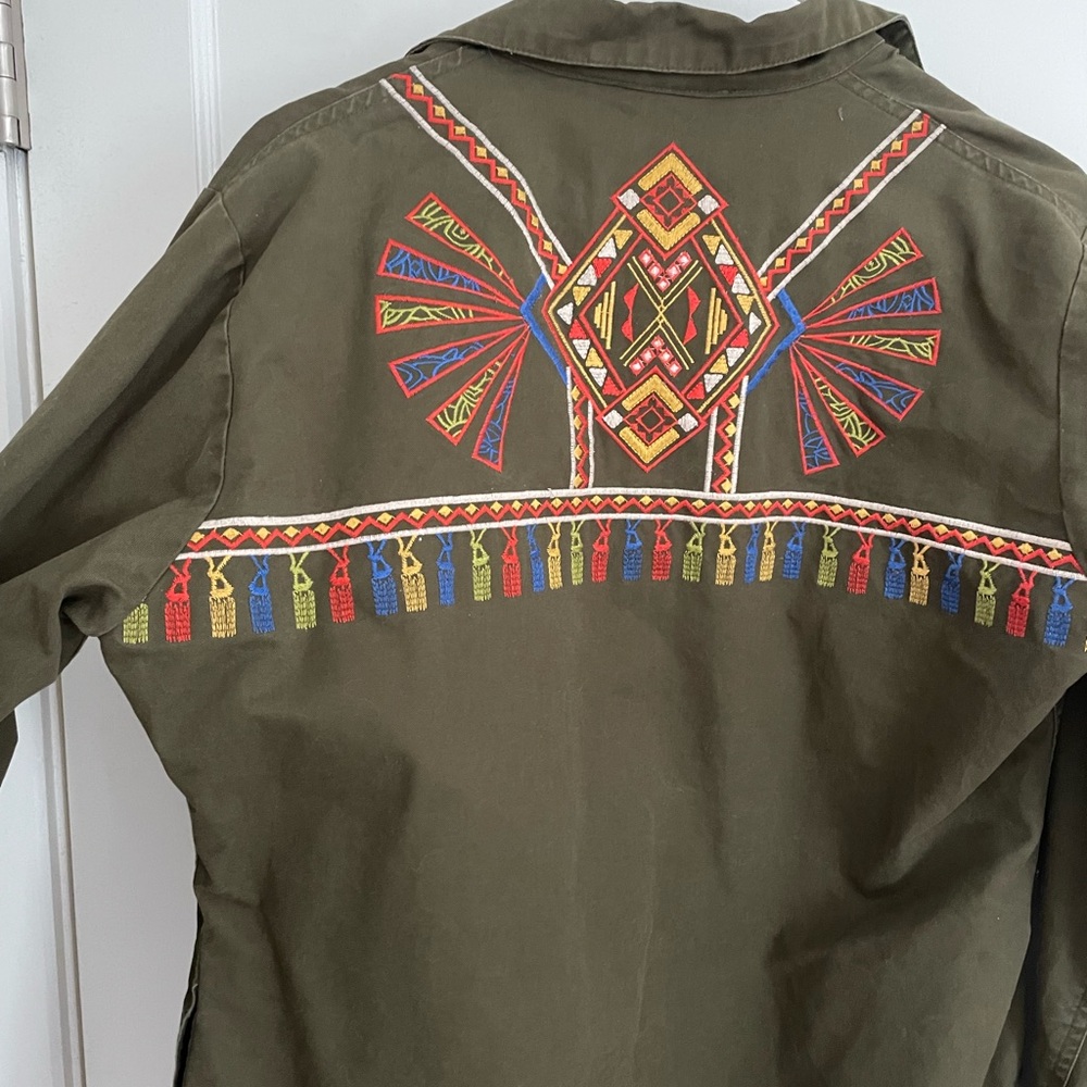 Embroidered Olive Green Military Jacket